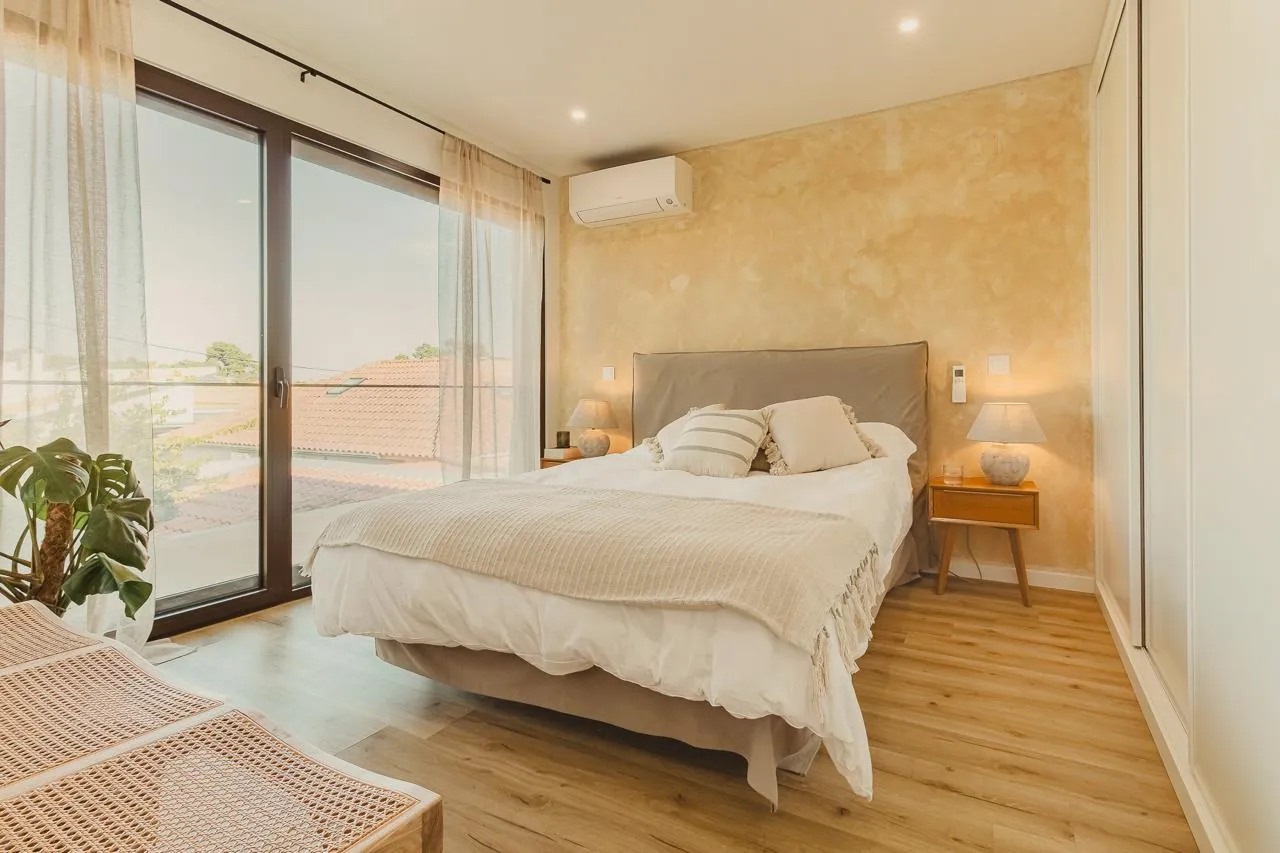Bedroom with floor-to-ceiling windows