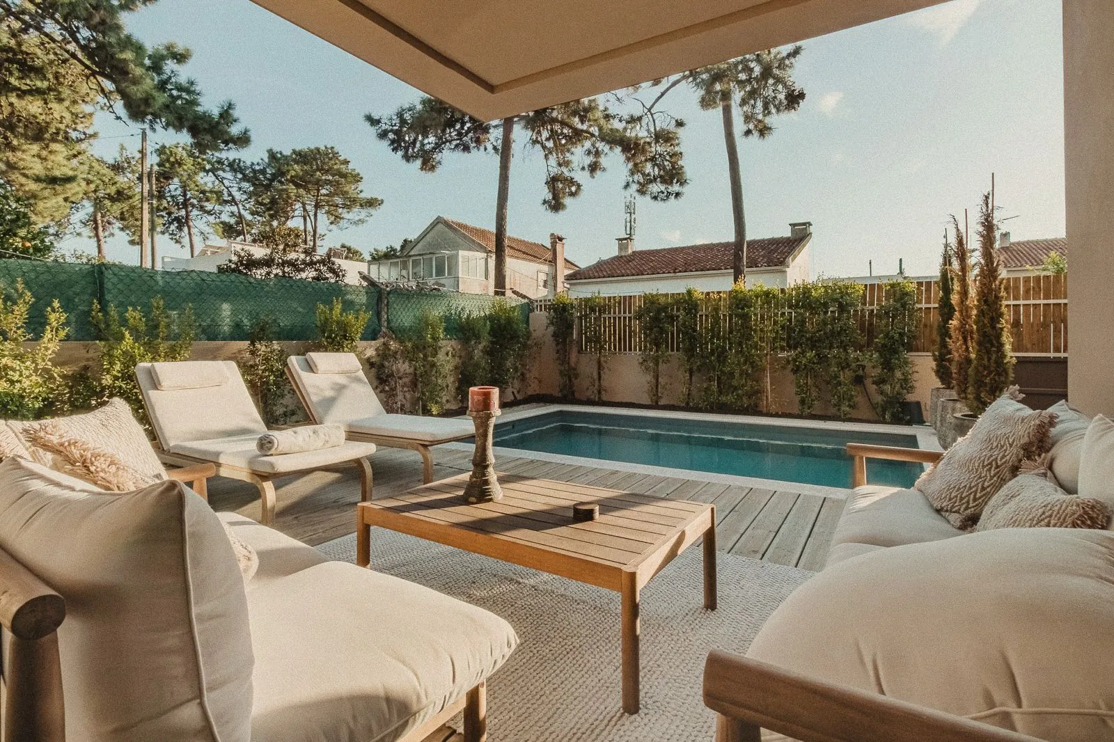 Covered lounge by the pool